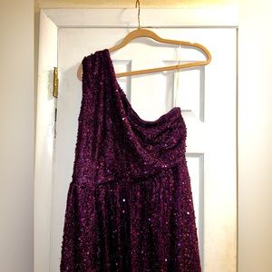 Shein 2XL (16) Purple Plus One Shoulder Formal Dress